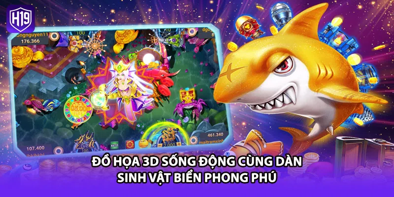 Đồ họa 3D sống động cùng dàn sinh vật biển phong phú 